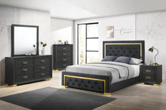Glamorous 1pc Modern Glam Style 4-Drawer Chest Dark Gray Gold Finish Gold-colored Hardware Bedroom Furniture