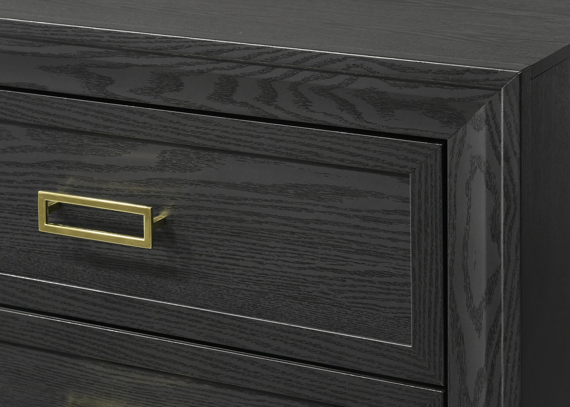 Glamorous 1pc Modern Glam Style 4-Drawer Chest Dark Gray Gold Finish Gold-colored Hardware Bedroom Furniture