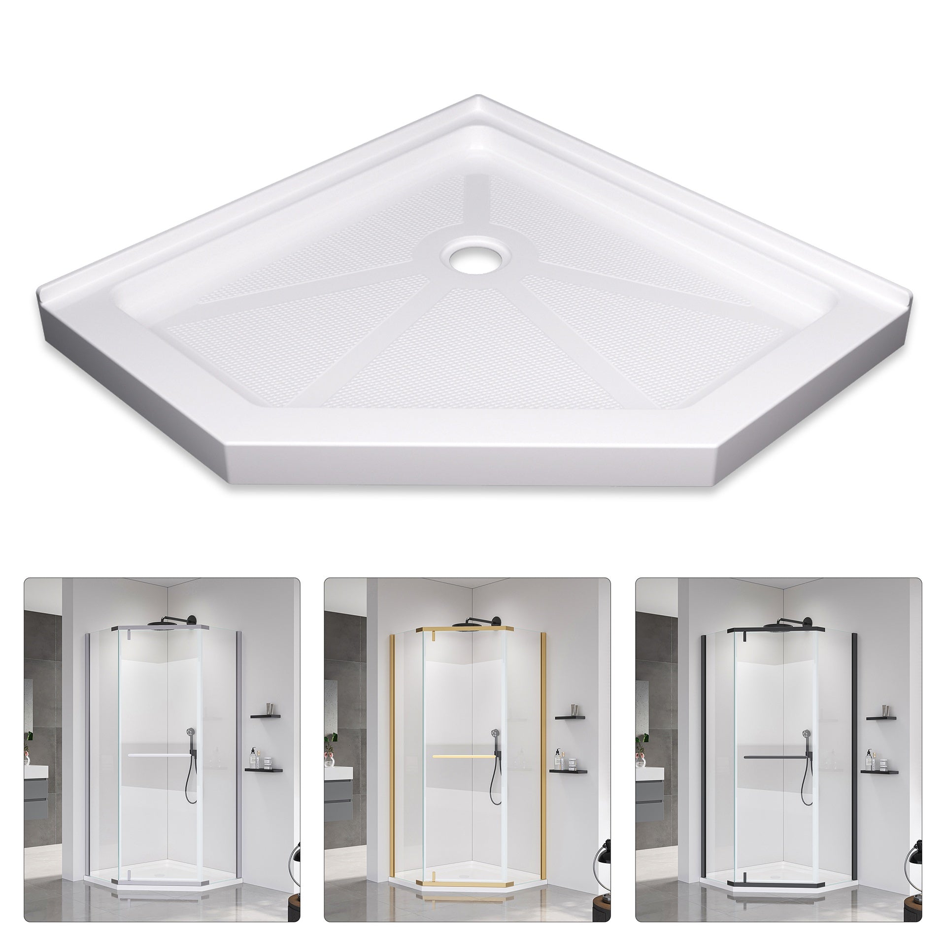 36*36*3.55 INCH Neo-Angle Shower Base  For Bathroom Shower Door --White