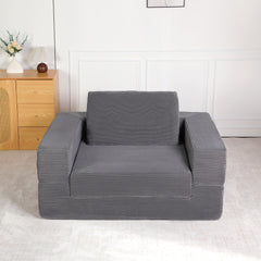 Compression Human Dog Sofa Bed for Adult & Pets,Modern Floor Couch With Pillow for Living Room Bedroom,Corduroy Fabric,No Assembly Required,Dark Grey