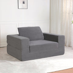 Compression Human Dog Sofa Bed for Adult & Pets,Modern Floor Couch With Pillow for Living Room Bedroom,Corduroy Fabric,No Assembly Required,Dark Grey