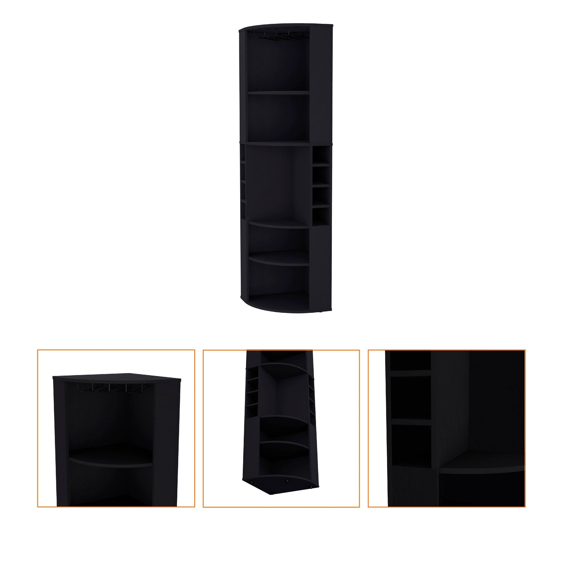 Wenge 5 Large Shelves Corner Bar Cabinet