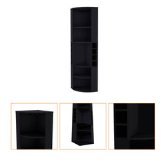 Wenge 5 Large Shelves Corner Bar Cabinet