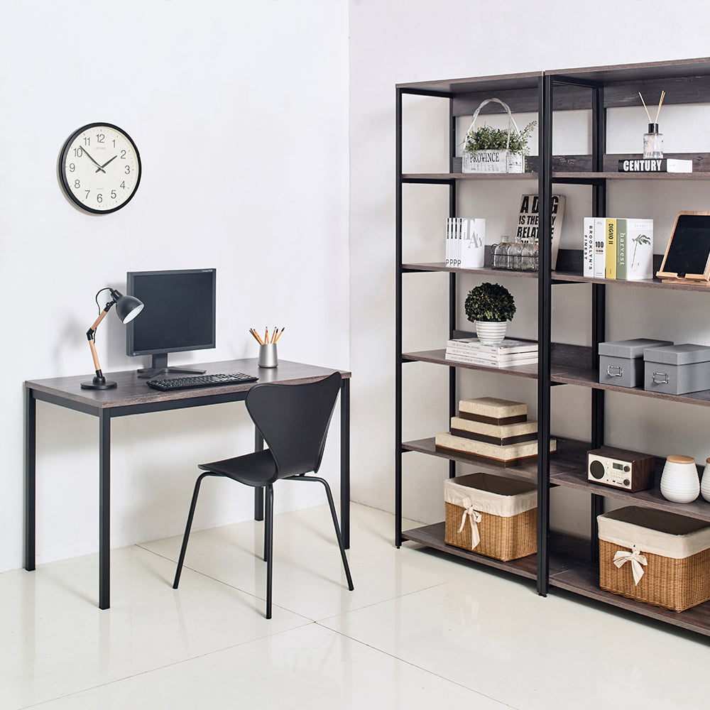 Harry Contemporary Wood and Metal Computer Desk in Black and Rustic Gray