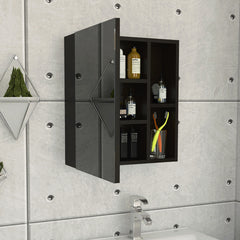 1-Shelf Rectangle Medicine Cabinet  with Mirror Wenge