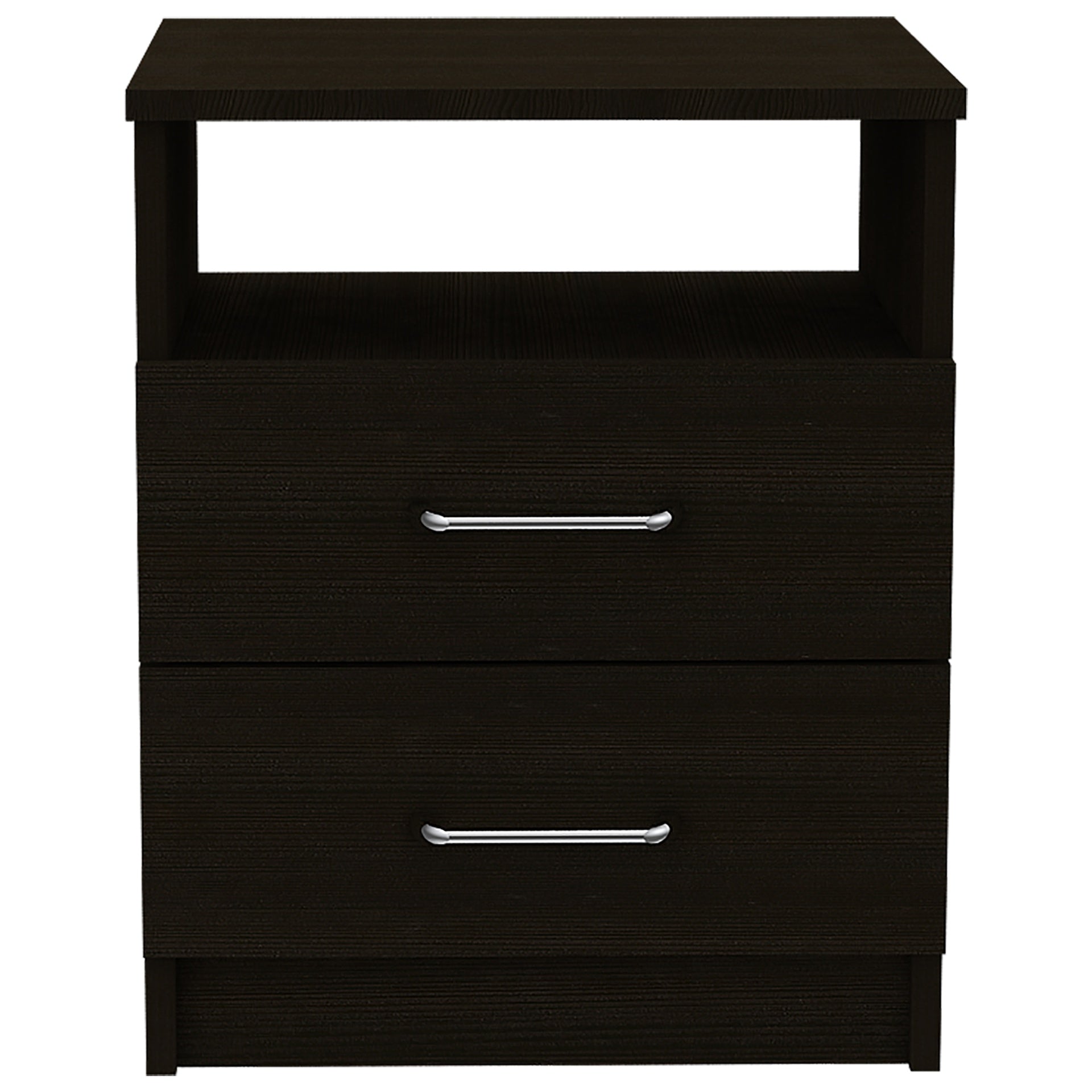 2-Drawer 1-Shelf Rectangle Nightstand Wenge