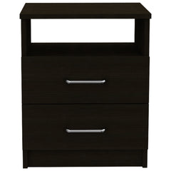 2-Drawer 1-Shelf Rectangle Nightstand Wenge