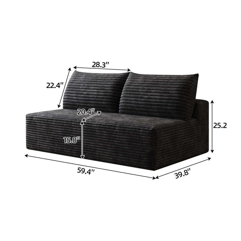 Cloud Sectional Couch,Modern Modular Sofa with Deep Seat, Upholstered Couches for Living Room Bedroom,No Assembly Required,Black(Plush Corduroy Fabric)