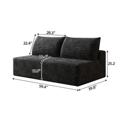 Cloud Sectional Couch,Modern Modular Sofa with Deep Seat, Upholstered Couches for Living Room Bedroom,No Assembly Required,Black(Plush Corduroy Fabric)