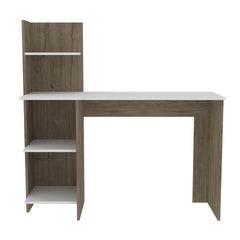 White and Pine 4-Shelf Writing Desk