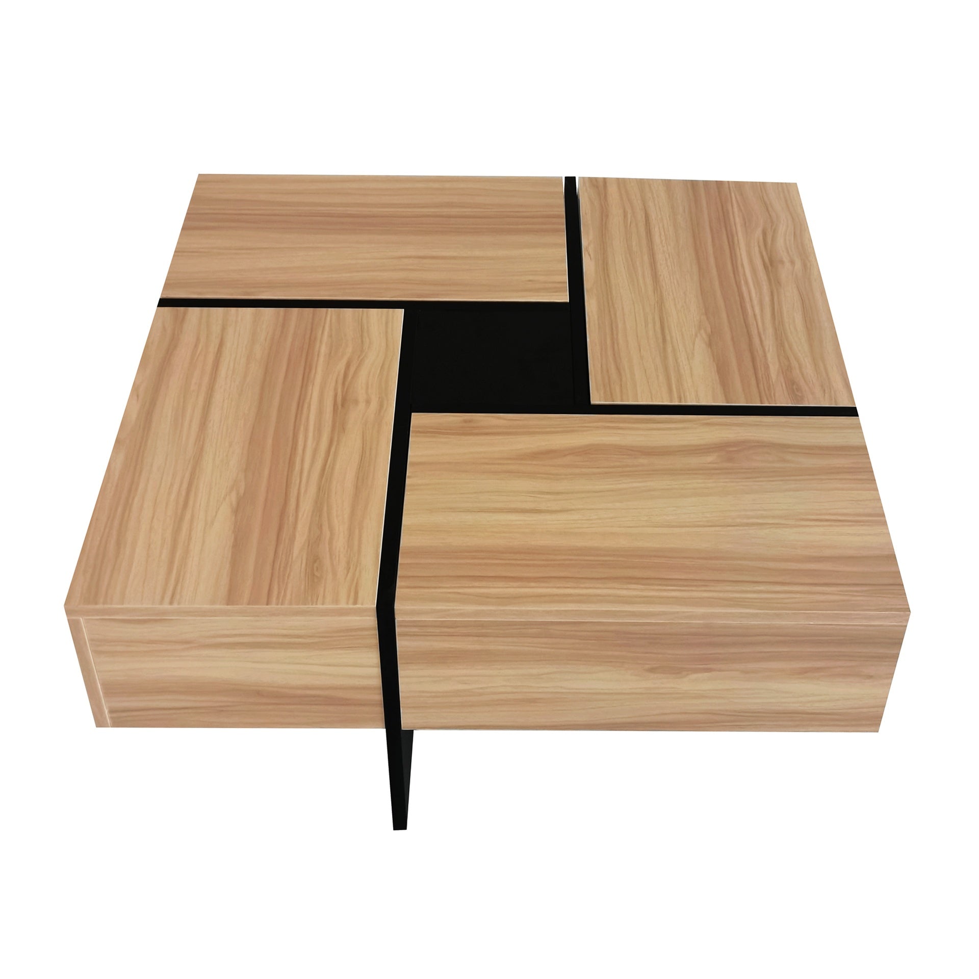 [New Picture] Unique Design Coffee Table with 4 Hidden Storage Compartments, Square Cocktail Table with Extendable Sliding Tabletop, UV High-gloss Design Center Table for Living Room, 31.5"x 31.5"