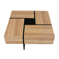 [New Picture] Unique Design Coffee Table with 4 Hidden Storage Compartments, Square Cocktail Table with Extendable Sliding Tabletop, UV High-gloss Design Center Table for Living Room, 31.5"x 31.5"
