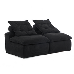 [NEW ARRIVED] [VIDEO PROVIDED]Modular Sofa,No Armrests,At will DIY,Soft Corduroy Fabric,Neck Pillow-Back Lounge Sofa Chair,Reading Nook, or Apartment Living, Lumbar Pillow,2 Seats,Upholstered,Black