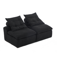 [NEW ARRIVED] [VIDEO PROVIDED]Modular Sofa,No Armrests,At will DIY,Soft Corduroy Fabric,Neck Pillow-Back Lounge Sofa Chair,Reading Nook, or Apartment Living, Lumbar Pillow,2 Seats,Upholstered,Black