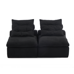 [NEW ARRIVED] [VIDEO PROVIDED]Modular Sofa,No Armrests,At will DIY,Soft Corduroy Fabric,Neck Pillow-Back Lounge Sofa Chair,Reading Nook, or Apartment Living, Lumbar Pillow,2 Seats,Upholstered,Black