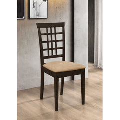 Cappuccino and Beige Lattice Back Side Chair (Set of 2)
