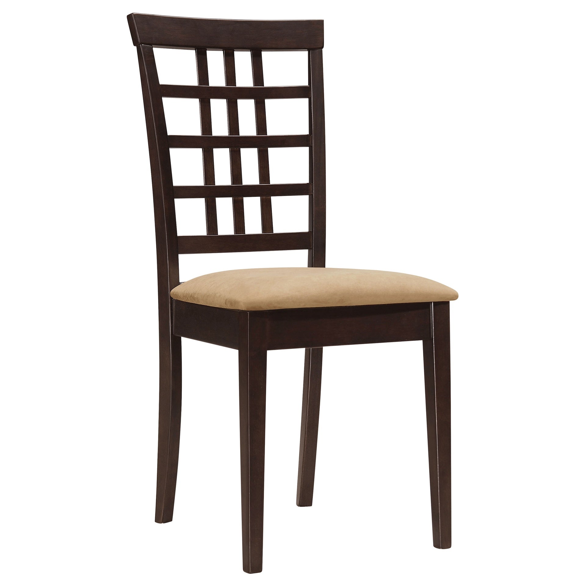 Cappuccino and Beige Lattice Back Side Chair (Set of 2)