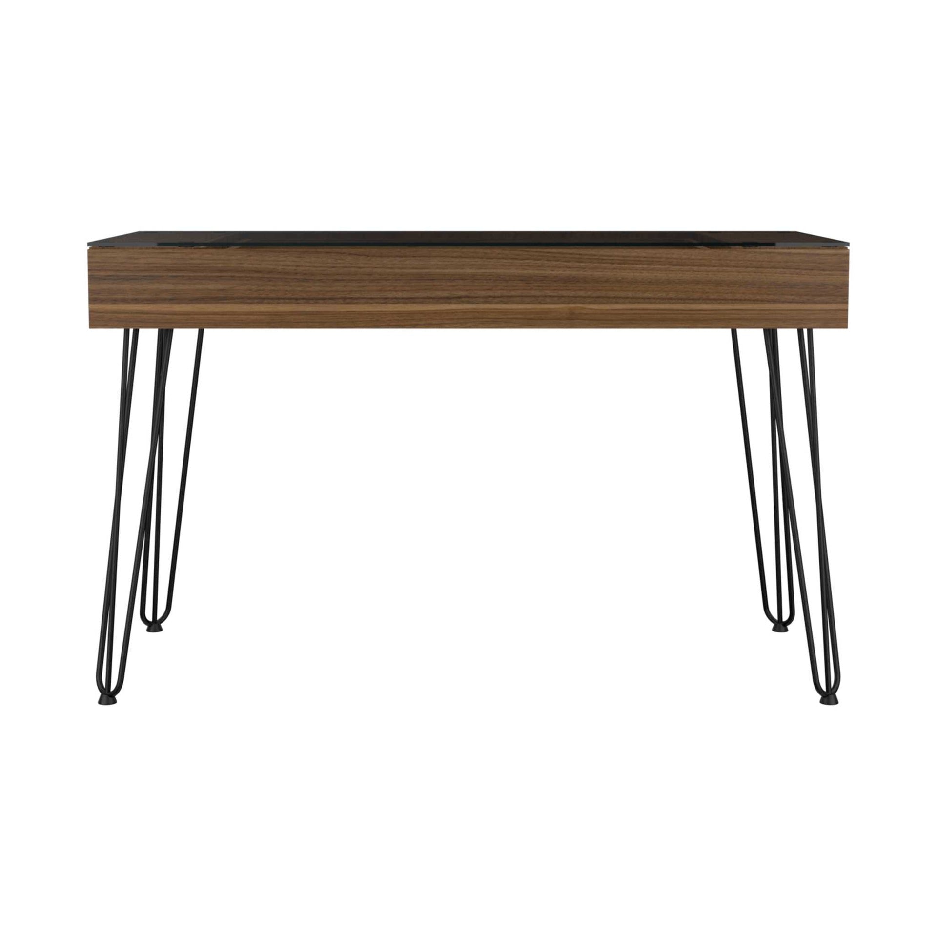 Mahogany 1-Drawer Rectangle Writing Desk with Hairpin Legs