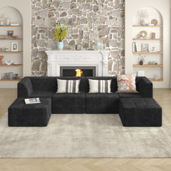 Corner sofa Compressed Sectional Sofa Modern Minimalist Style Corduroy Couch, Sleeper Sofa for Living Room, Bedroom, Comfy Compressed Sofa Couch Space-Efficient Design-black