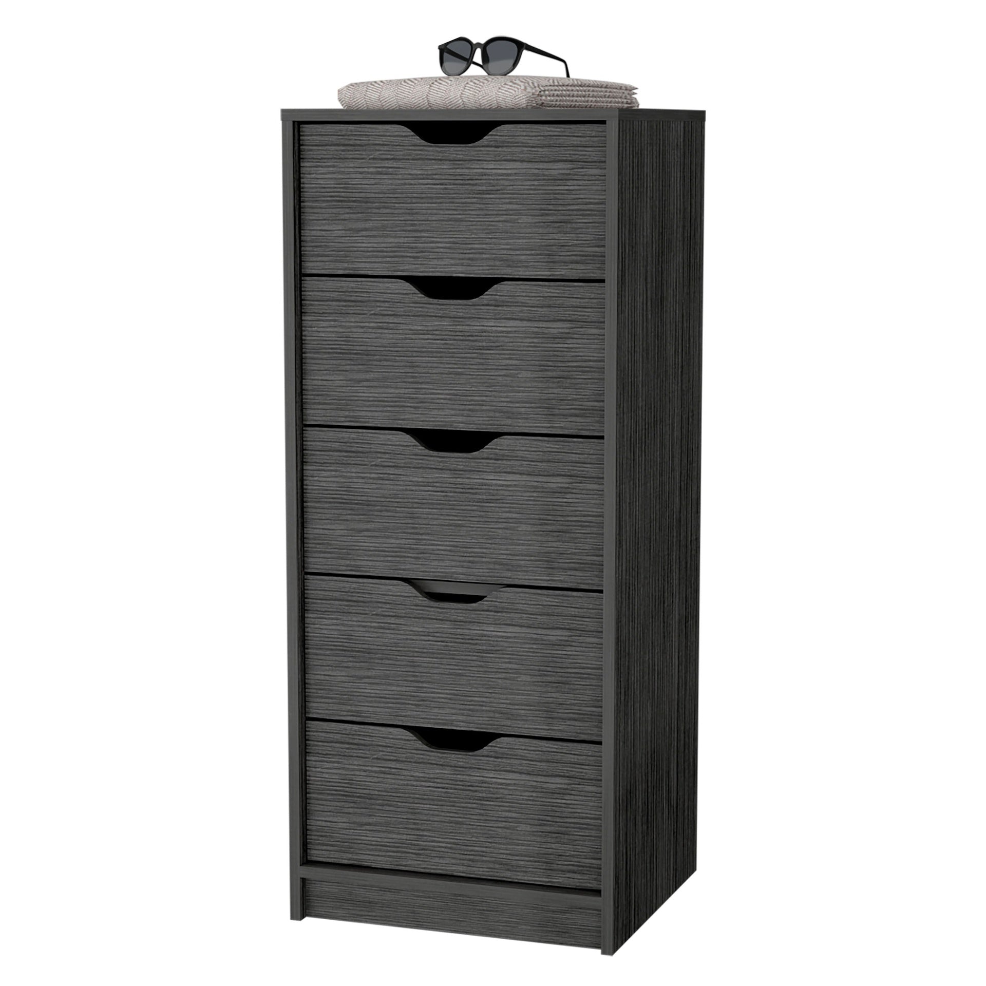 Smokey Oak 5 Narrow Drawer Dresser