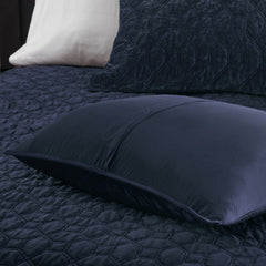 3 Piece Velvet Quilt Set Navy Full/Queen