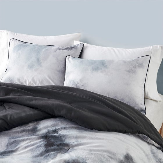 Twin/Twin XL Watercolor Tie Dye Printed Comforter Set with Throw Pillow