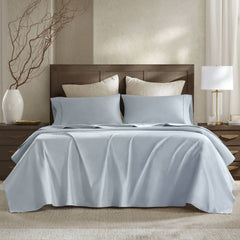 5 Pieces Split King Sateen Sheet Set,Blue