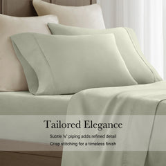 4 Pieces Cal King Sateen Sheet Set,Sage