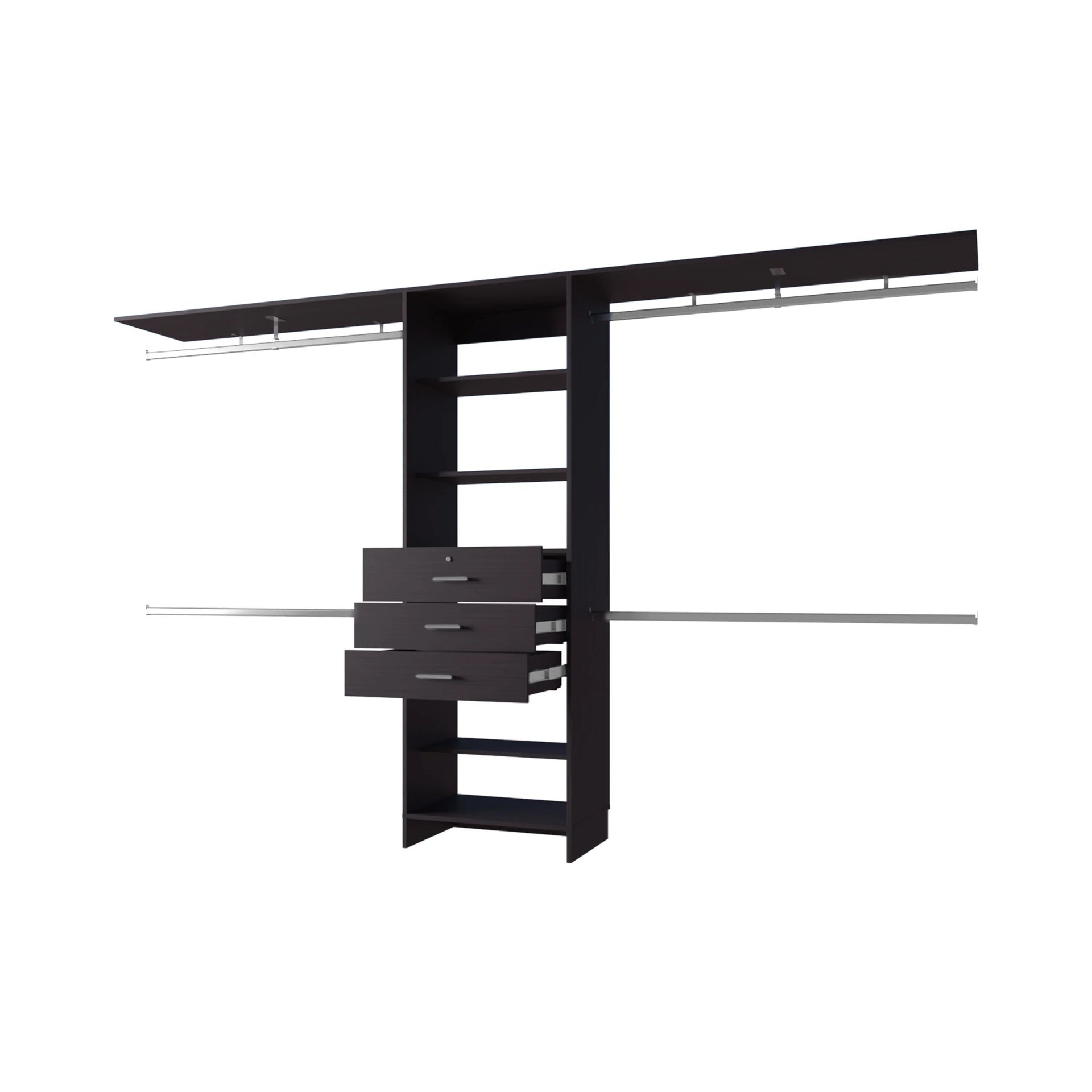 Wengue Modular Closet Organizer System with Hanging Rods