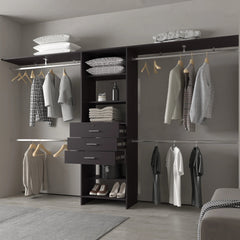 Wengue Modular Closet Organizer System with Hanging Rods