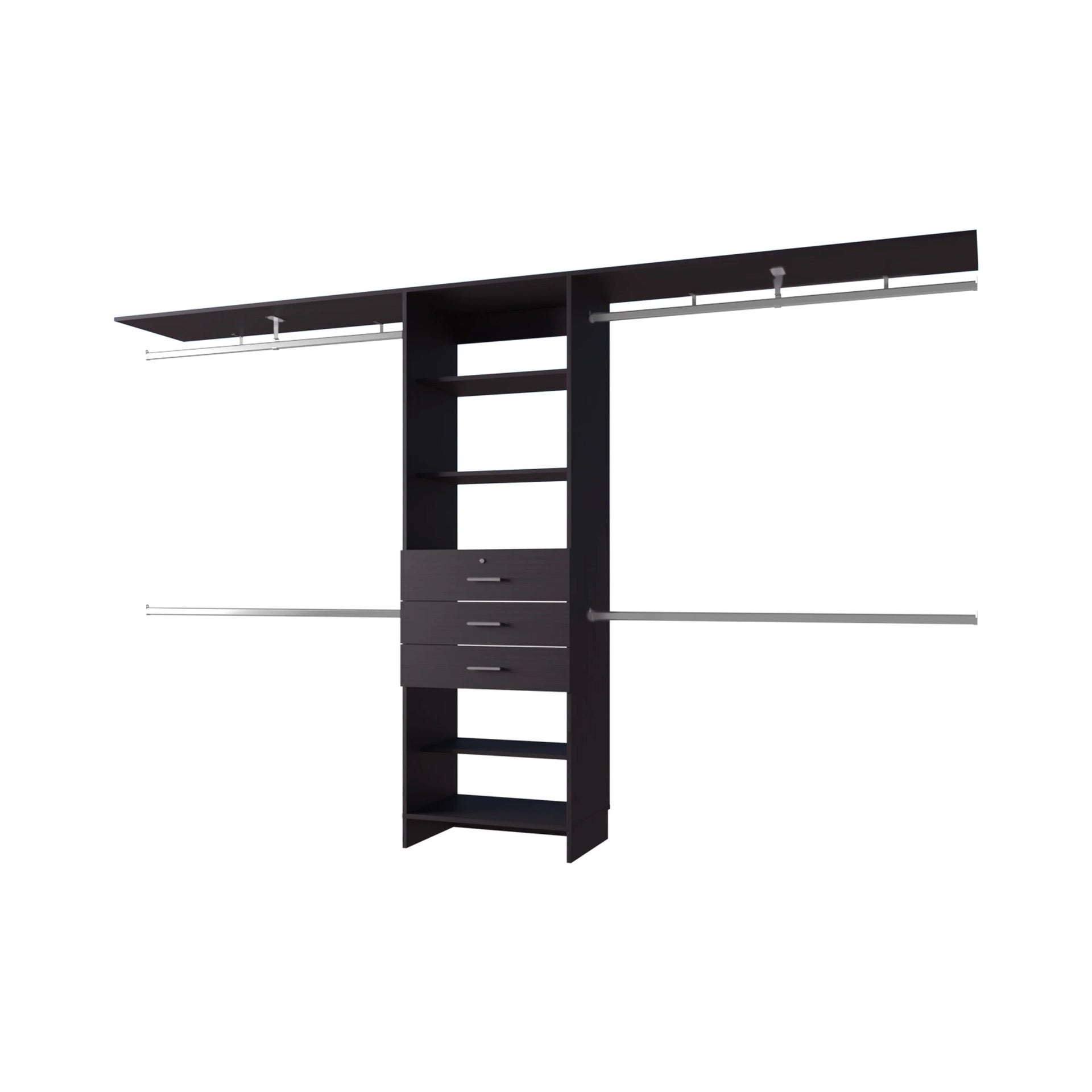 Wengue Modular Closet Organizer System with Hanging Rods