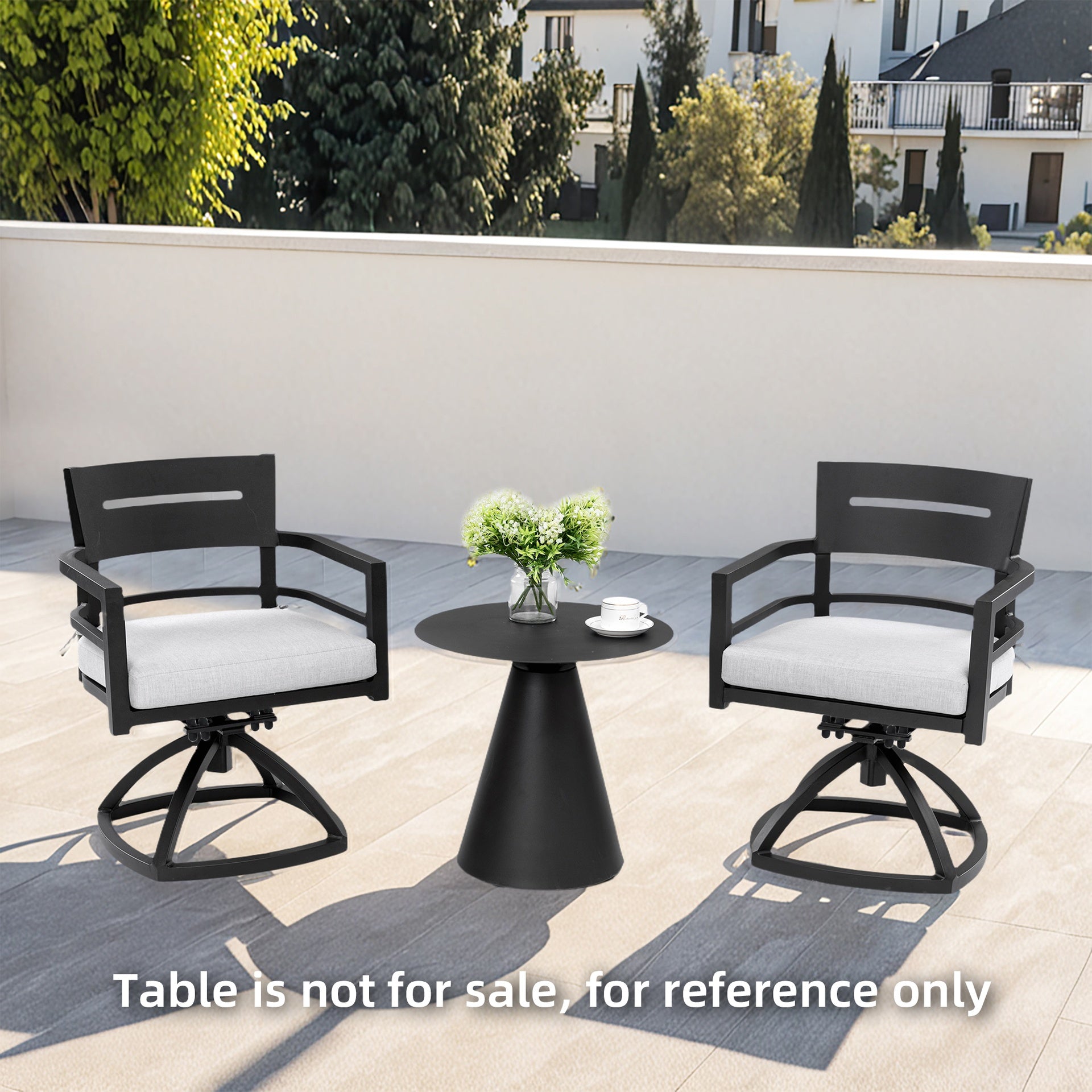 Outdoor Patio Aluminum Swivel Rocker 2PCS with Outdoor-grade Sunbrella Fabric Cushions, Ember Black