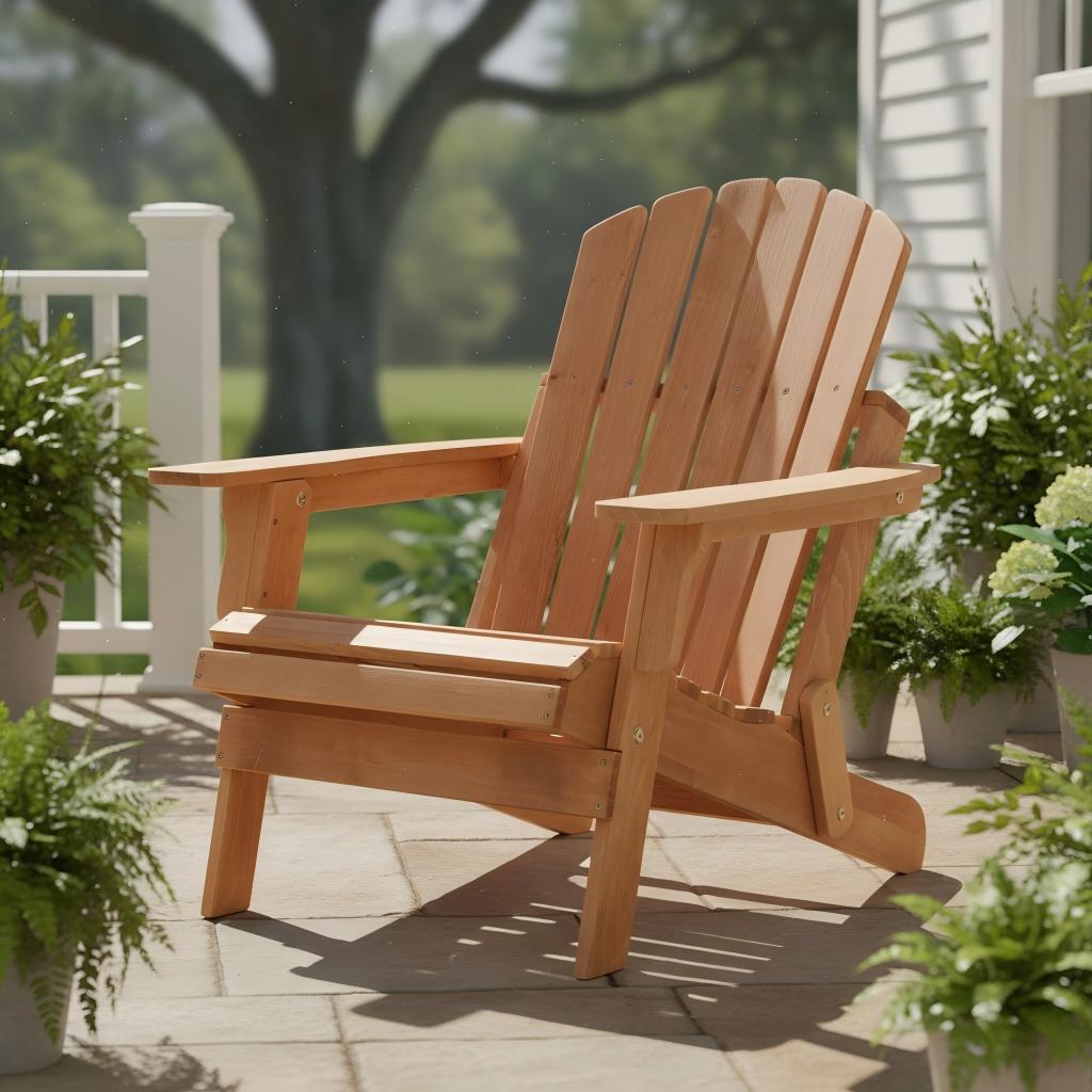 Oversize Wooden Outdoor Folding Adirondack Chair with Pre-Assembled BackRest & SeatBoard, Wood Patio Chair for Garden Backyard Porch Pool Deck Firepit