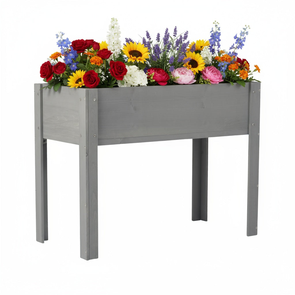 40x20x31 inch Raised Garden Bed with Legs, Elevated Wooden Planter Box for Outdoor Plants Flowers Fruits Vegetable Herb Growing