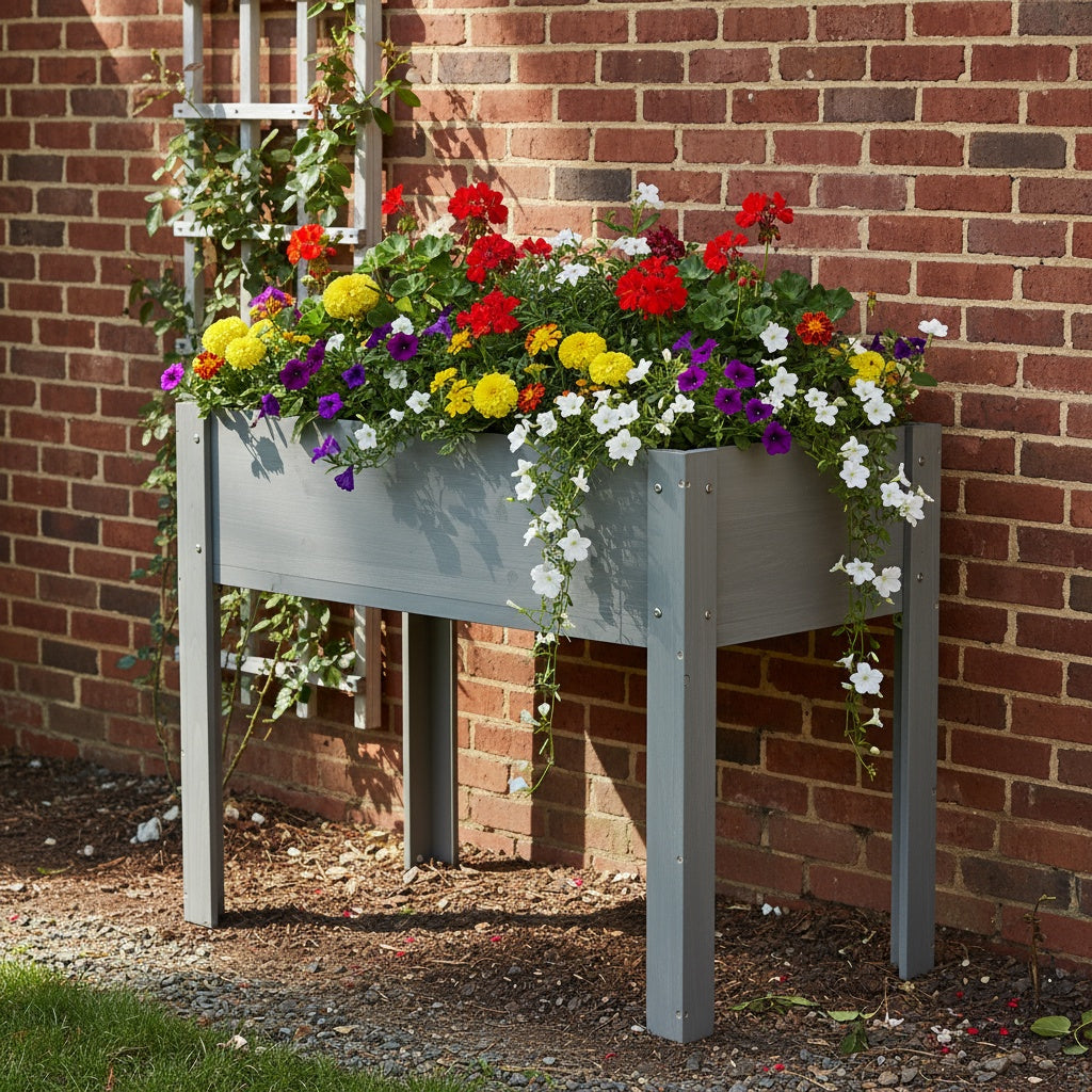 40x20x31 inch Raised Garden Bed with Legs, Elevated Wooden Planter Box for Outdoor Plants Flowers Fruits Vegetable Herb Growing