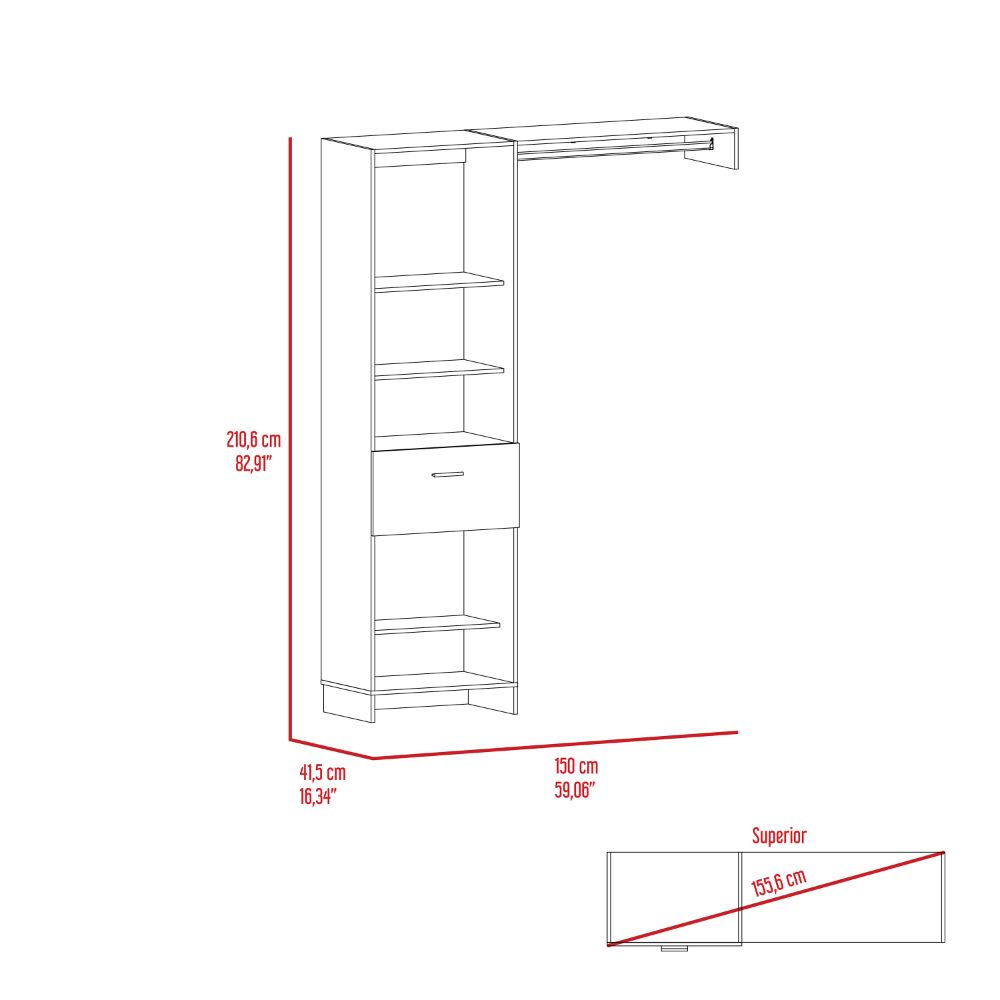 150 Closet System British, Bedroom, White