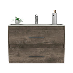 Wall Mounted Bathroom Vanity Alma, Bathroom, Dark Brown / White