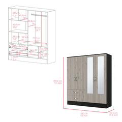 Armoire Ron, Bedroom, Black / Light Gray