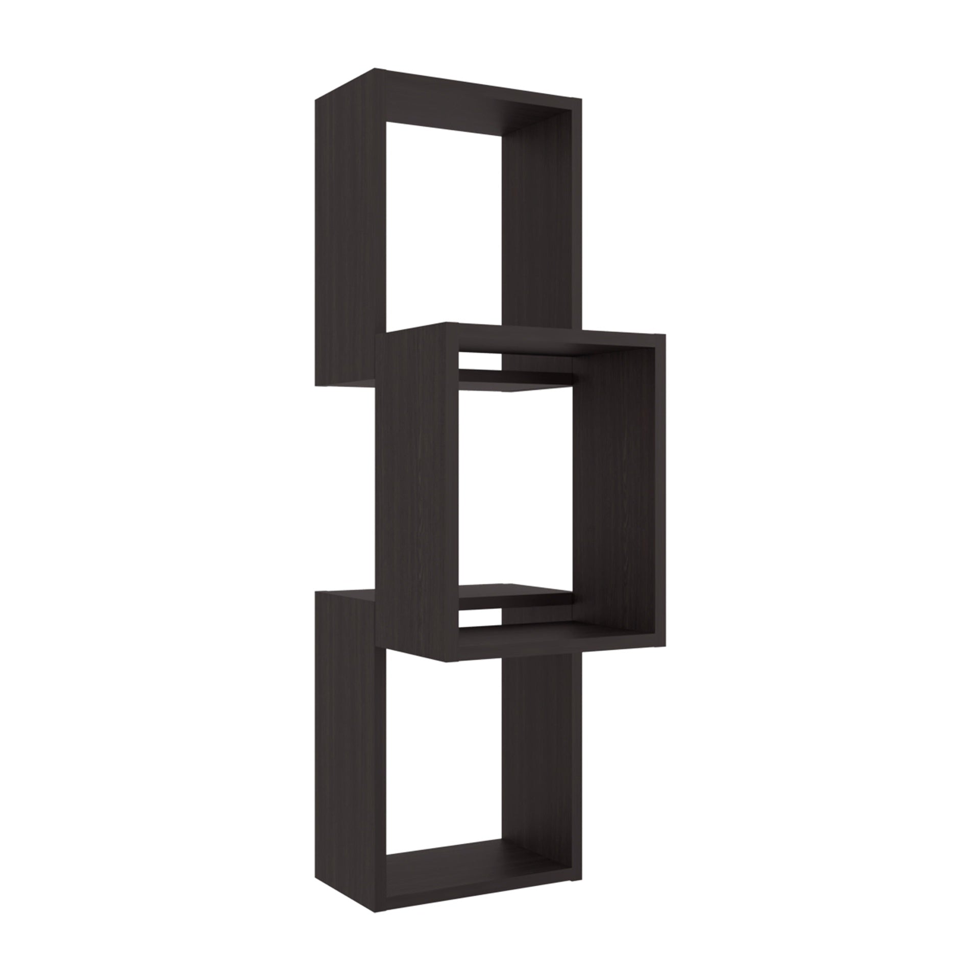 Wenge Wall-Mounted Geometric Shelf Unit