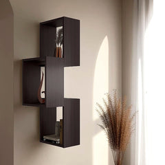 Wenge Wall-Mounted Geometric Shelf Unit