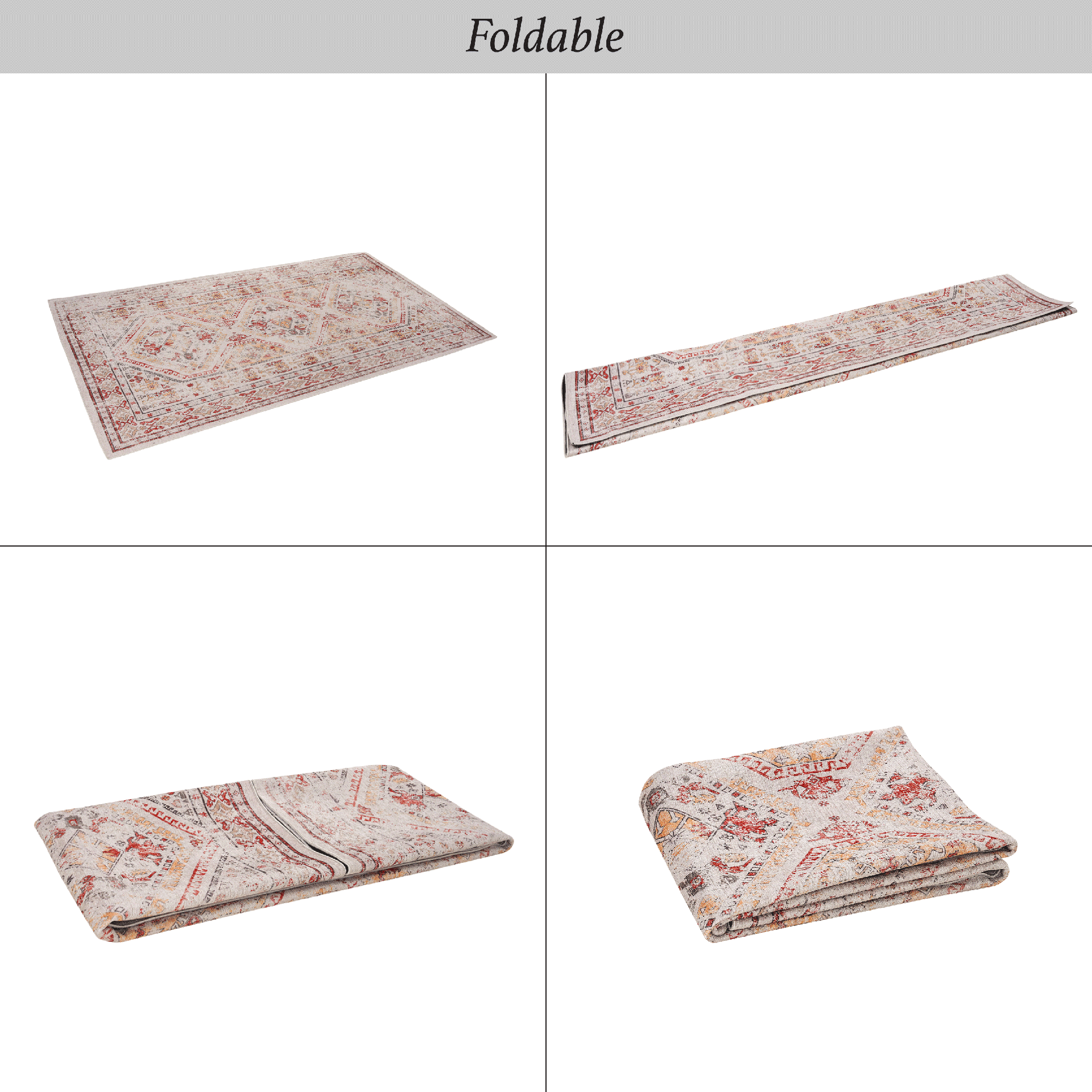 MAVAL Beige Washable Rug 5x8 Area Rug (Beige, 5' x 8')