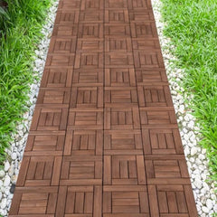 12 in. x 12 in. Acacia Wood Interlocking Flooring Deck Tile Dark Brown (30-Pack)
