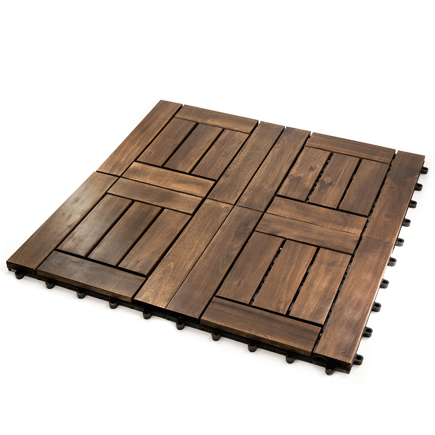 12 in. x 12 in. Acacia Wood Interlocking Flooring Deck Tile Dark Brown (30-Pack)