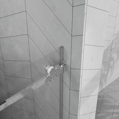 Goodyo 48"x72" Frameless Sliding Shower Door Combo w/ 48"x32" White Acrylic Shower Base, 1/4" (6mm) Tempered Glass Door, Stainless Steel Hardware, Chrome