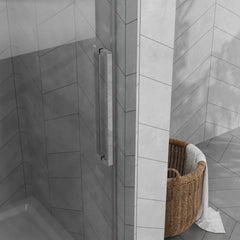 Goodyo 48"x72" Frameless Sliding Shower Door Combo w/ 48"x32" White Acrylic Shower Base, 1/4" (6mm) Tempered Glass Door, Stainless Steel Hardware, Chrome