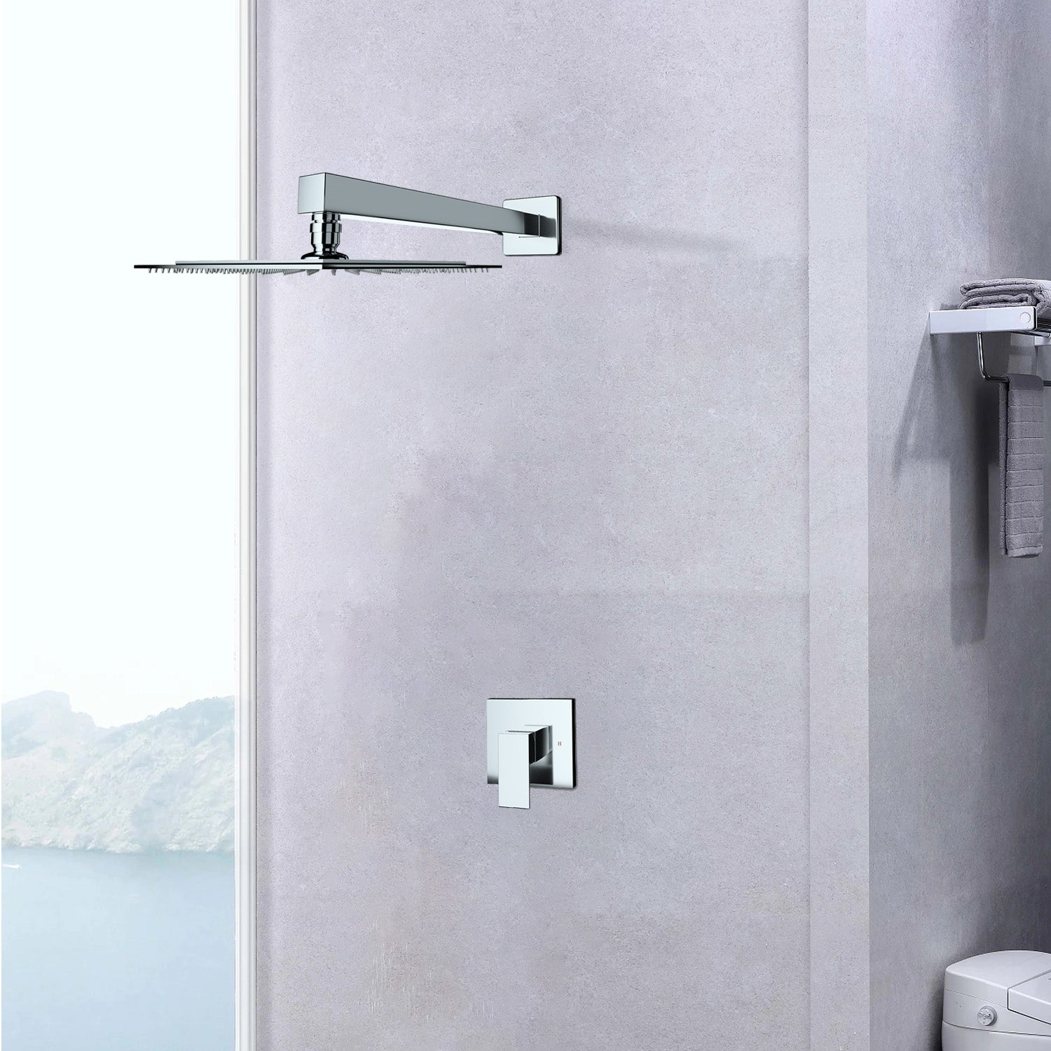 Wall Mounted Shower Faucet in Chrome plated (Valve Included)