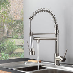 Kitchen Faucet with Pull Down Sprayer Brushed Nickel Stainless Steel Single Handle 
 Kitchen Sink Faucets