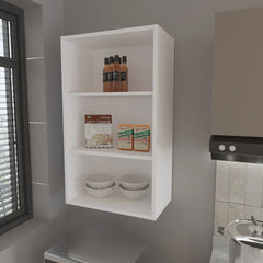 White Wall Cabinet with Open Storage