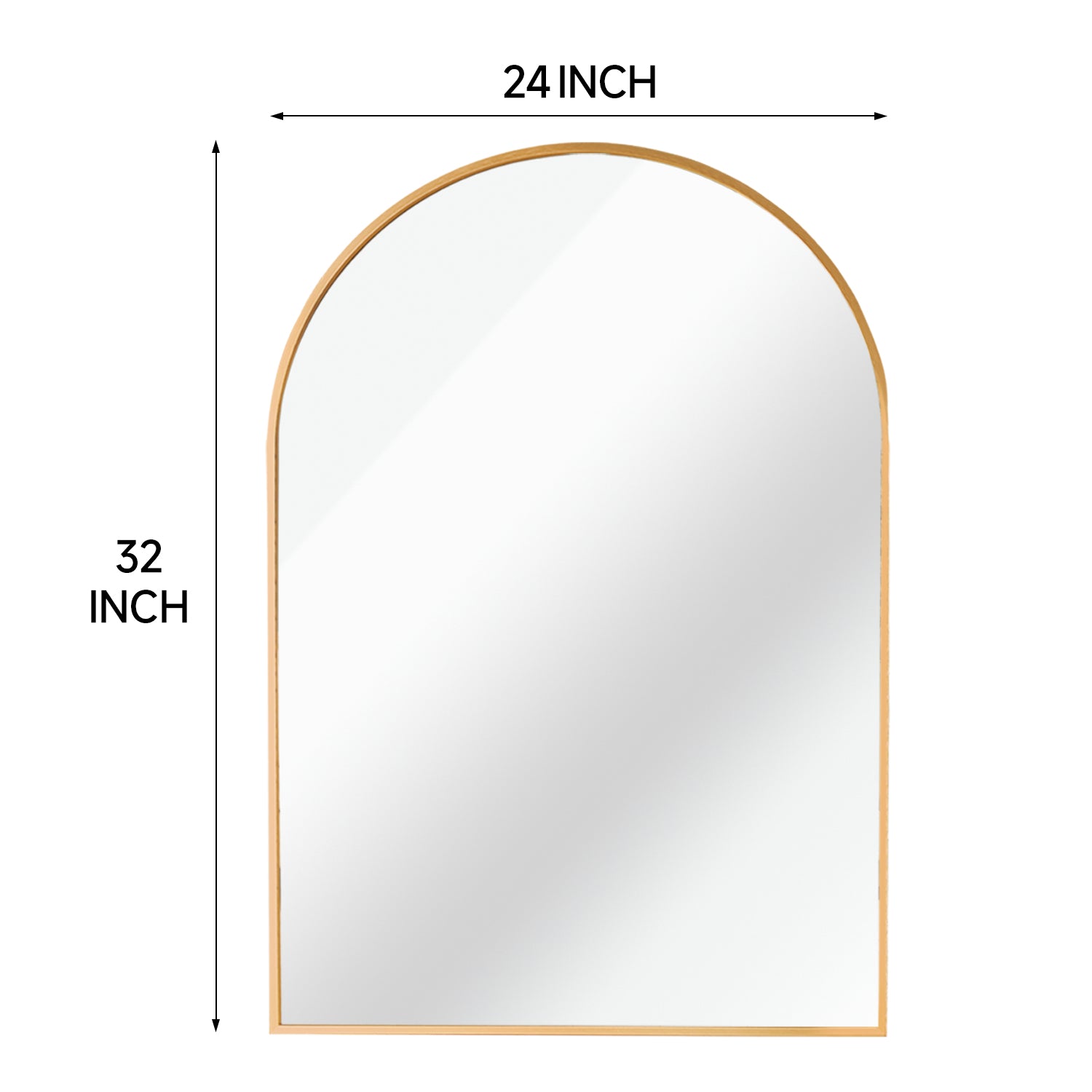 24x32 Inch Gold Metal Framed Arched Bathrrom Mirror for Wall.(W2203P220256)