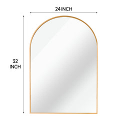 24x32 Inch Gold Metal Framed Arched Bathrrom Mirror for Wall.(W2203P220256)